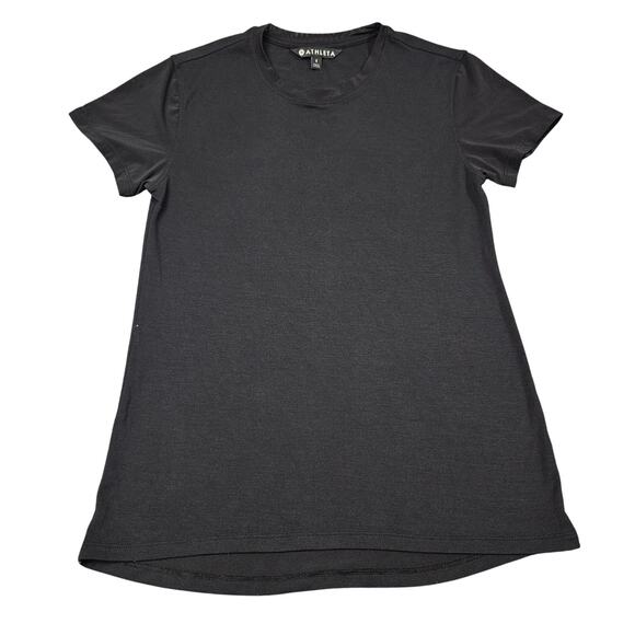 Athleta True Cotton Tee Black Short Sleeve Small Lightweight Soft Stretch Fit - Picture 1 of 6